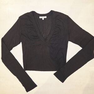 Cotton Citizen Black V-Neck Long Sleeve Knit Top NWOT Medium